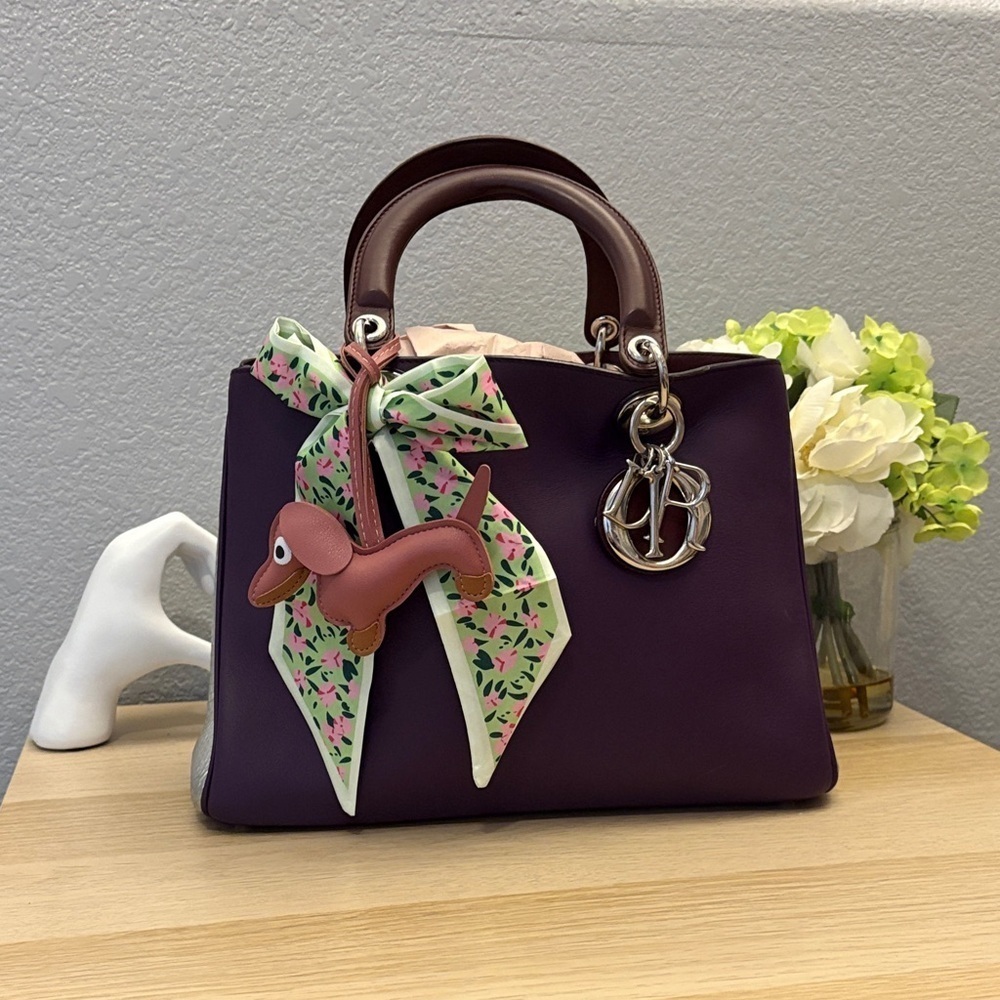 Beautiful Dior Tri-color Handbag with Crossbody Strap (medium) EUC with COA